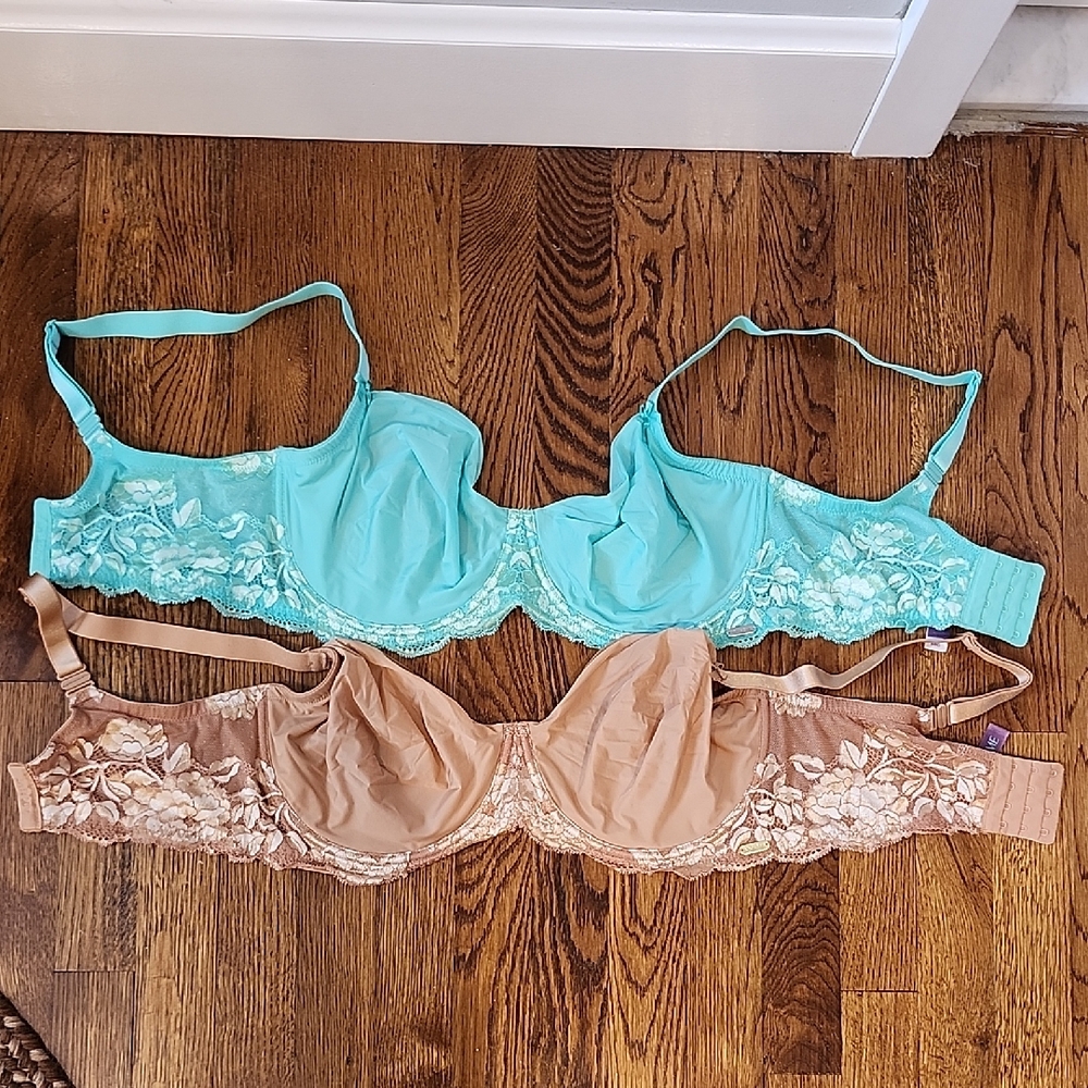 Adore Me Missy Unlined Lace Demi Bras 38G Aqua And Nude